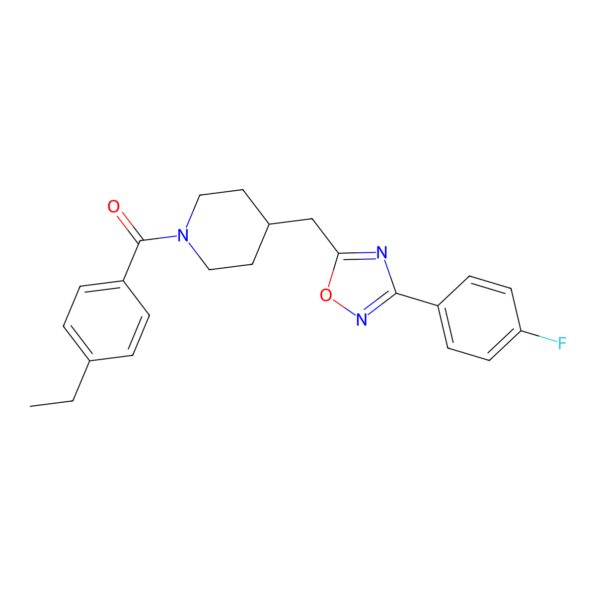 1-(4-Ethylbenzoyl)-4-{[3-(4-fluorophenyl)-1,2,4-oxadiazol-5-yl]methyl}piperidine molecular structure, CAS 1775402-58-8