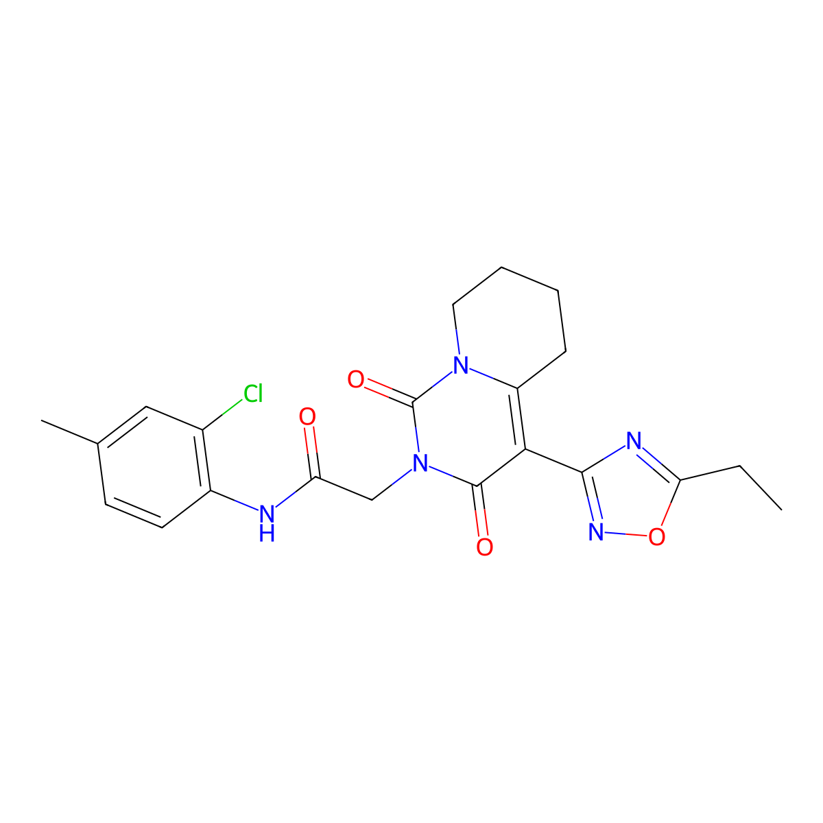 N-(2-chloro-4-methylphenyl)-2-[4-(5-ethyl-1,2,4-oxadiazol-3-yl)-1,3-dioxo-5,6,7,8-tetrahydro-1H-pyrido[1,2-c]pyrimidin-2(3H)-yl]acetamide molecular structure, CAS 1775402-61-3