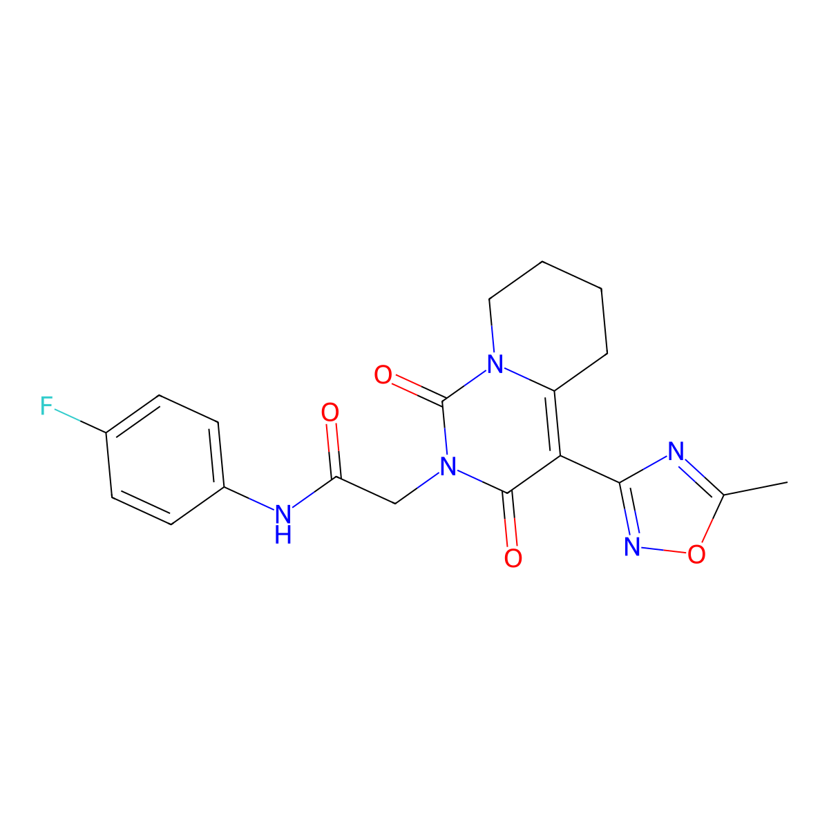 N-(4-fluorophenyl)-2-[4-(5-methyl-1,2,4-oxadiazol-3-yl)-1,3-dioxo-5,6,7,8-tetrahydro-1H-pyrido[1,2-c]pyrimidin-2(3H)-yl]acetamide molecular structure, CAS 1775402-77-1