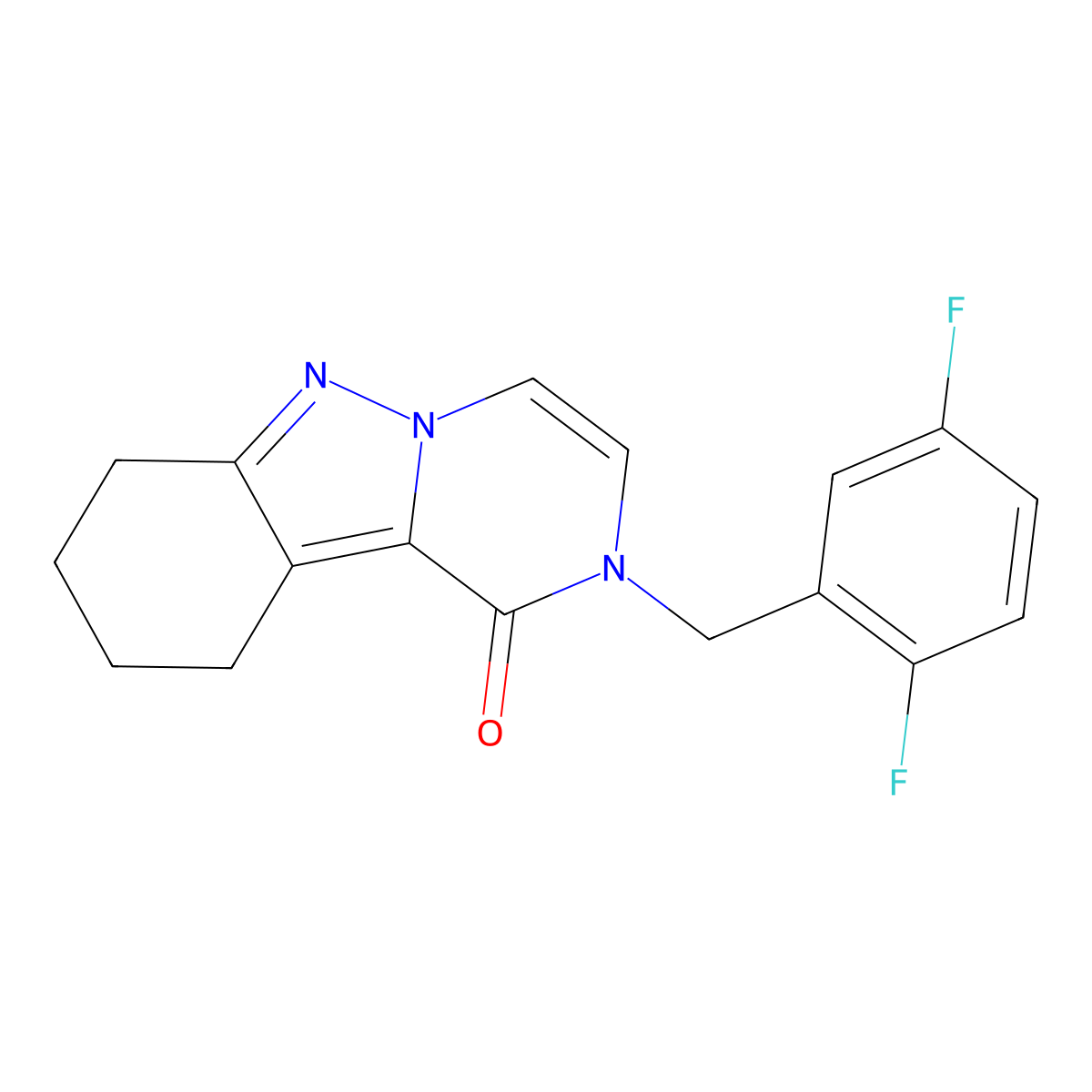 2-[(2,5-difluorophenyl)methyl]-1H,2H,7H,8H,9H,10H-pyrazino[1,2-b]indazol-1-one molecular structure, CAS 1775403-08-1