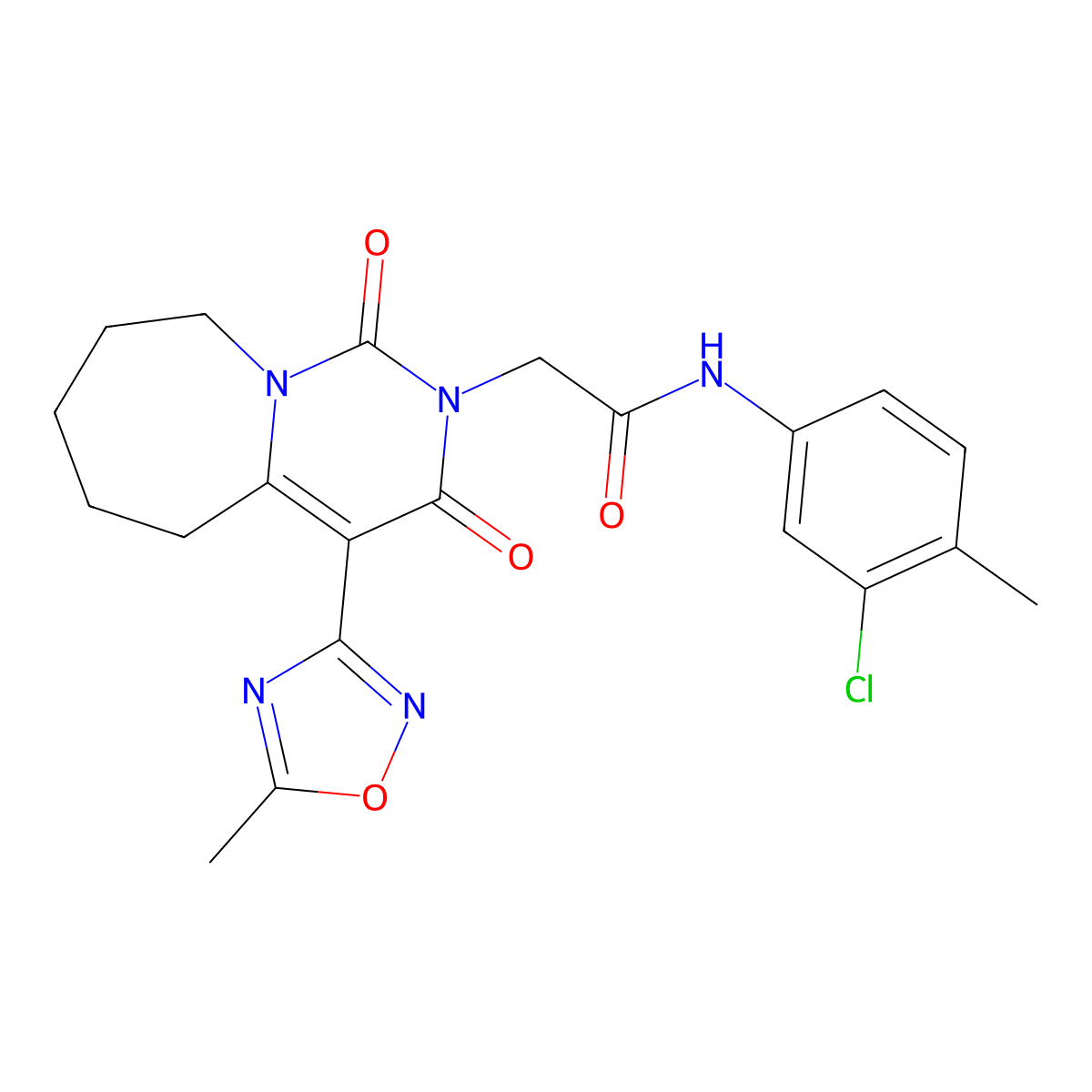 N-(3-chloro-4-methylphenyl)-2-[4-(5-methyl-1,2,4-oxadiazol-3-yl)-1,3-dioxo-3,5,6,7,8,9-hexahydropyrimido[1,6-a]azepin-2(1H)-yl]acetamide molecular structure, CAS 1775403-67-2