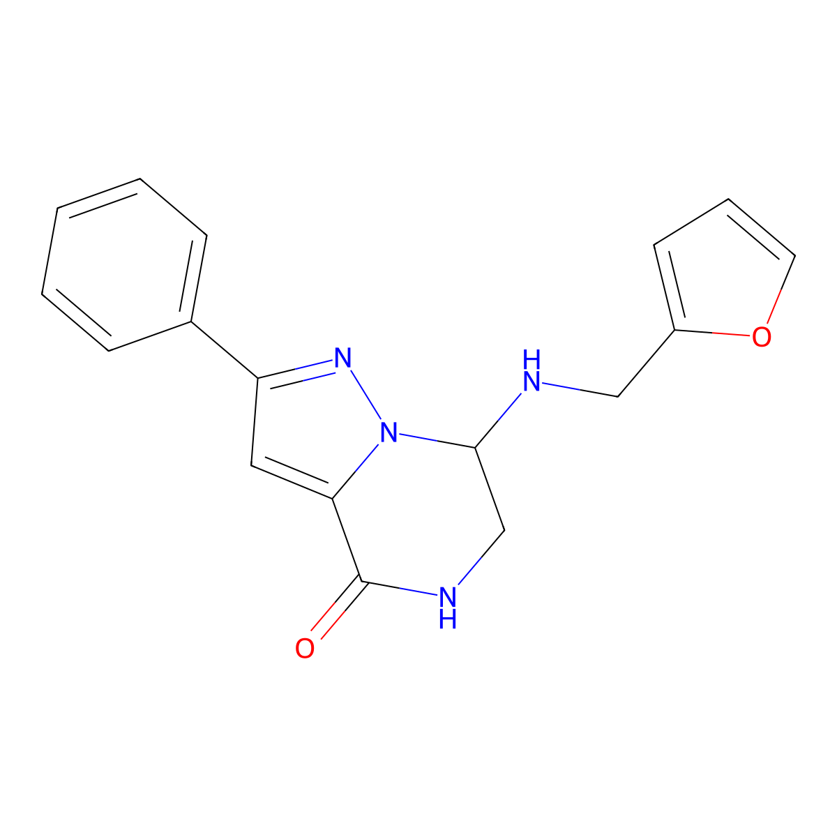 7-[(2-furylmethyl)amino]-2-phenyl-6,7-dihydropyrazolo[1,5-a]pyrazin-4(5H)-one molecular structure, CAS 1775404-01-7
