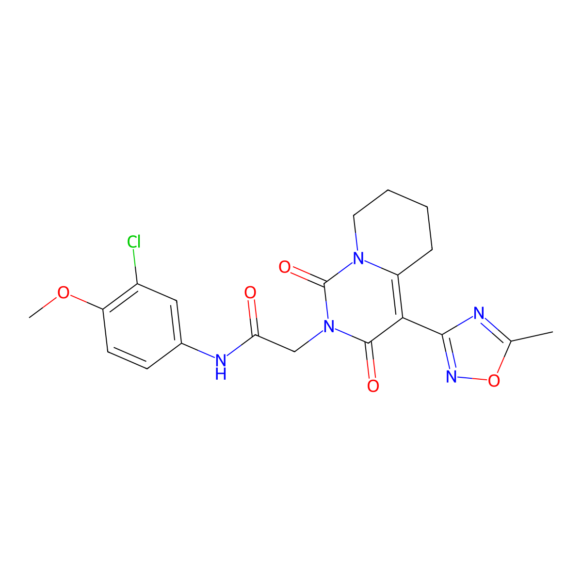 N-(3-chloro-4-methoxyphenyl)-2-[4-(5-methyl-1,2,4-oxadiazol-3-yl)-1,3-dioxo-5,6,7,8-tetrahydro-1H-pyrido[1,2-c]pyrimidin-2(3H)-yl]acetamide molecular structure, CAS 1775404-12-0