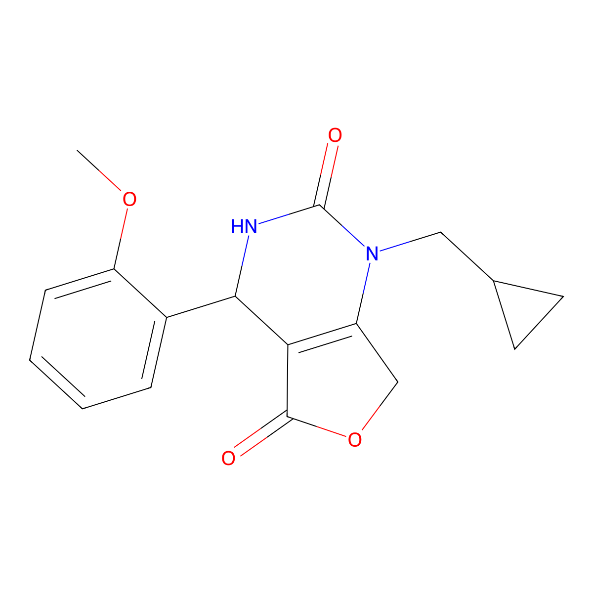 1-(cyclopropylmethyl)-4-(2-methoxyphenyl)-4,7-dihydrofuro[3,4-d]pyrimidine-2,5(1H,3H)-dione molecular structure, CAS 1775404-72-2
