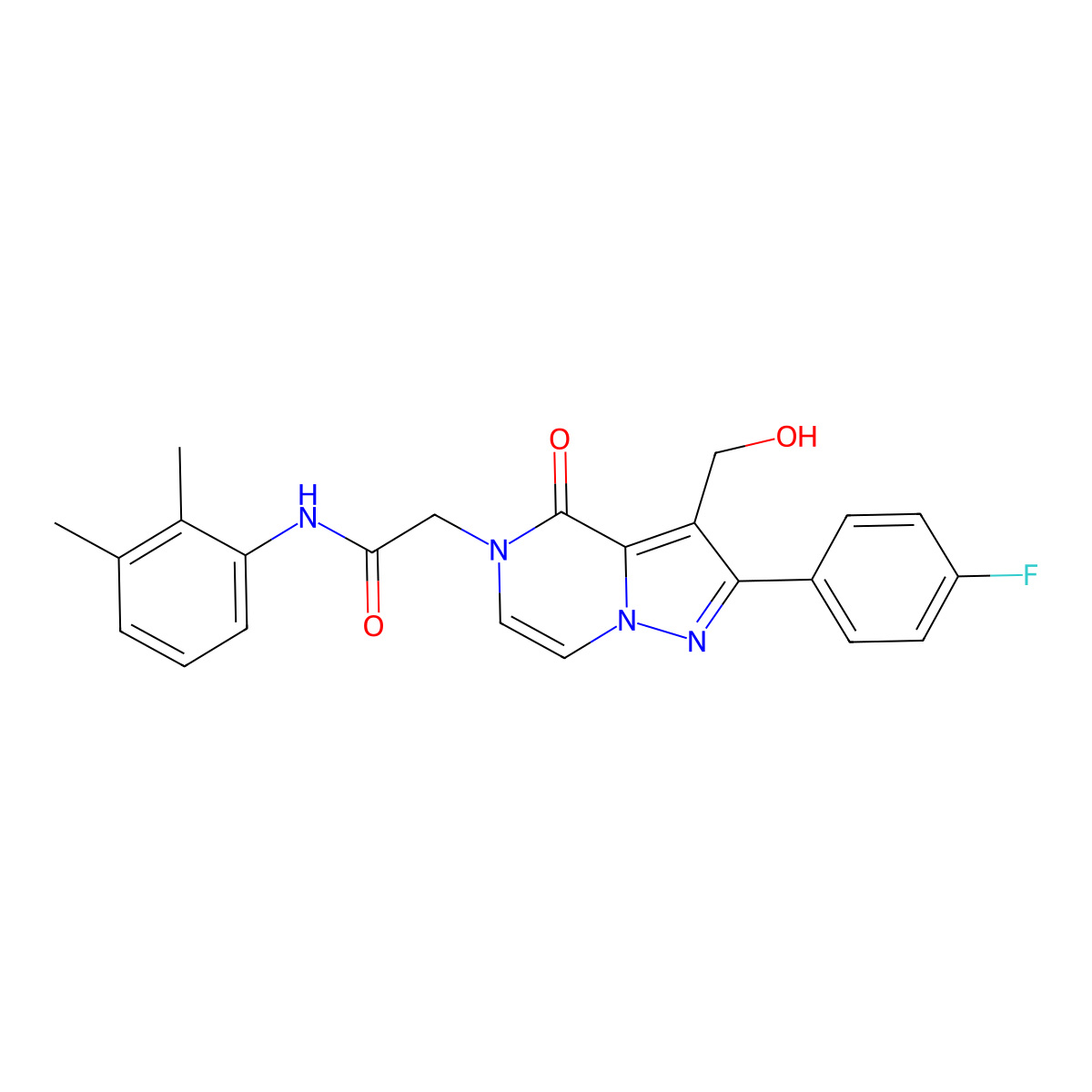 N-(2,3-Dimethylphenyl)-2-[2-(4-fluorophenyl)-3-(hydroxymethyl)-4-oxo-4H,5H-pyrazolo[1,5-A]pyrazin-5-YL]acetamide molecular structure, CAS 1775405-82-7
