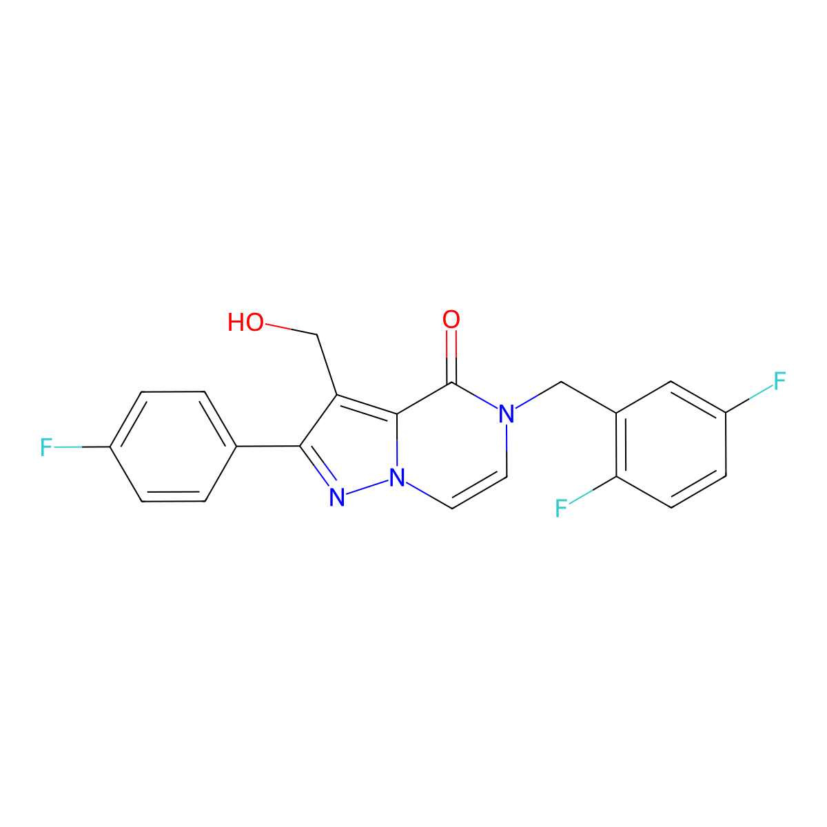 5-[(2,5-Difluorophenyl)methyl]-2-(4-fluorophenyl)-3-(hydroxymethyl)-4H,5H-pyrazolo[1,5-A]pyrazin-4-one molecular structure, CAS 1775406-02-4