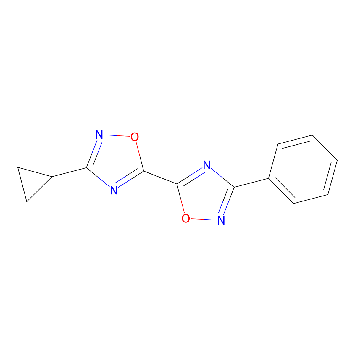 3-Cyclopropyl-3'-phenyl-5,5'-bi-1,2,4-oxadiazole molecular structure, CAS 1775406-46-6