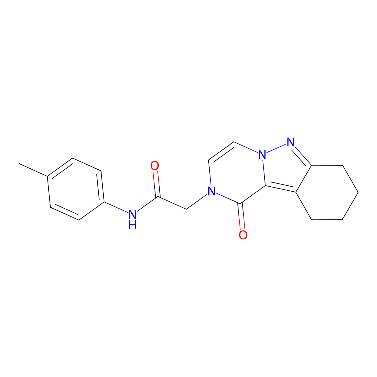 N-(4-methylphenyl)-2-{1-oxo-1H,2H,7H,8H,9H,10H-pyrazino[1,2-b]indazol-2-yl}acetamide molecular structure, CAS 1775406-51-3