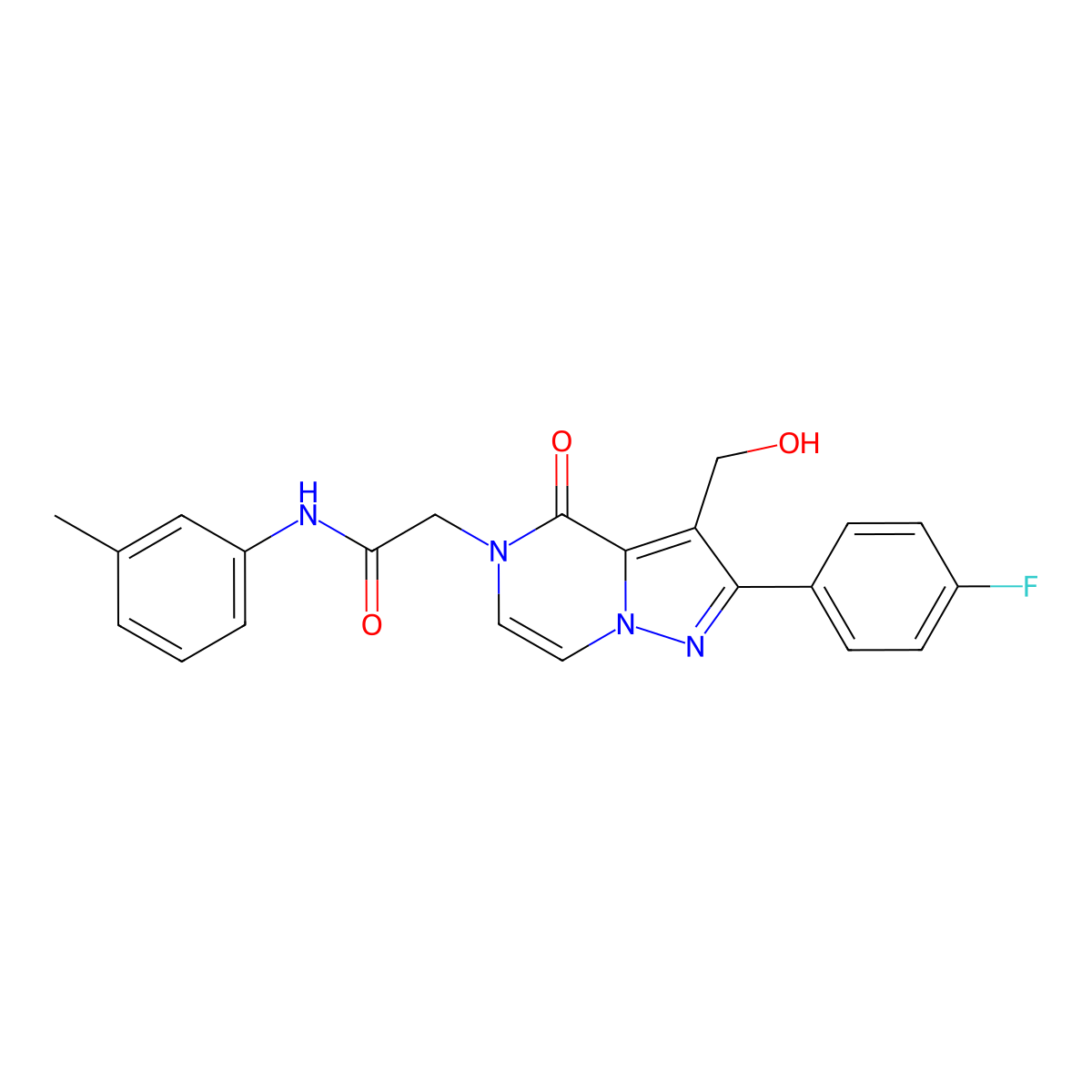 2-[2-(4-Fluorophenyl)-3-(hydroxymethyl)-4-oxo-4H,5H-pyrazolo[1,5-A]pyrazin-5-YL]-N-(3-methylphenyl)acetamide molecular structure, CAS 1775406-52-4