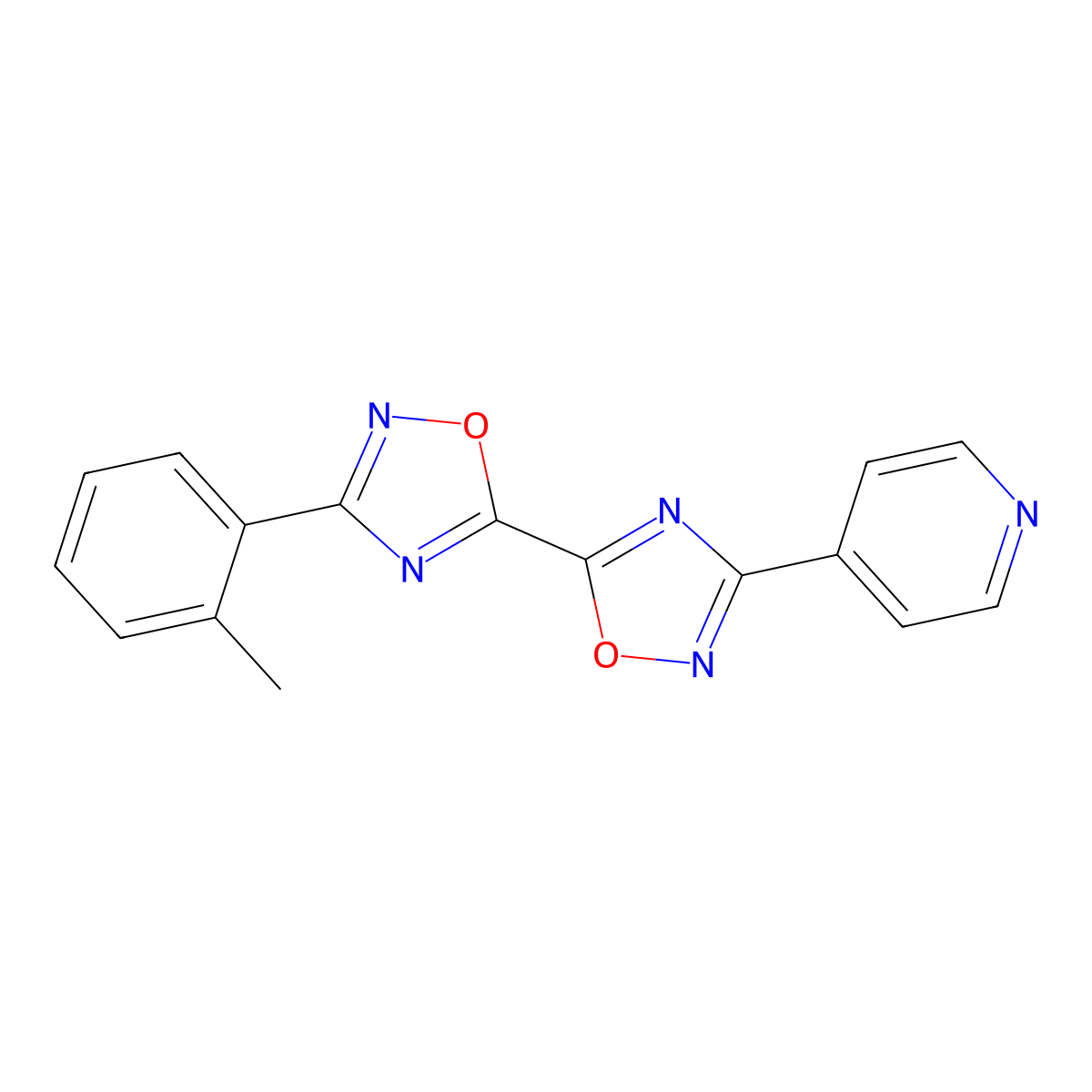 3-(2-Methylphenyl)-3'-pyridin-4-yl-5,5'-bi-1,2,4-oxadiazole molecular structure, CAS 1775406-58-0
