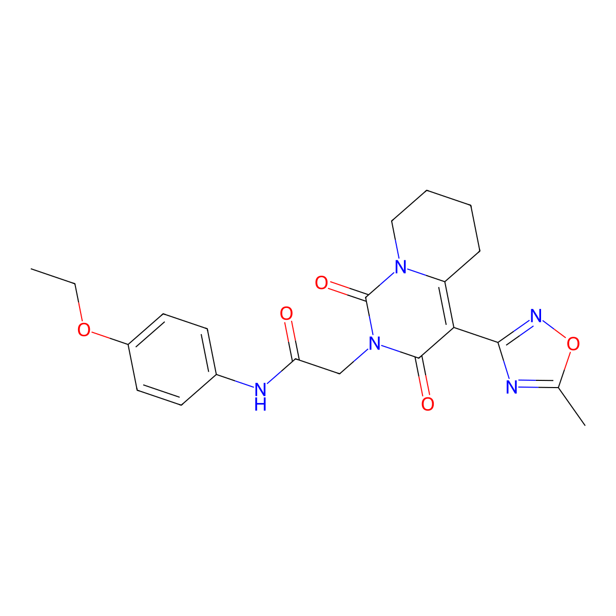 N-(4-ethoxyphenyl)-2-[4-(5-methyl-1,2,4-oxadiazol-3-yl)-1,3-dioxo-5,6,7,8-tetrahydro-1H-pyrido[1,2-c]pyrimidin-2(3H)-yl]acetamide molecular structure, CAS 1775407-05-0