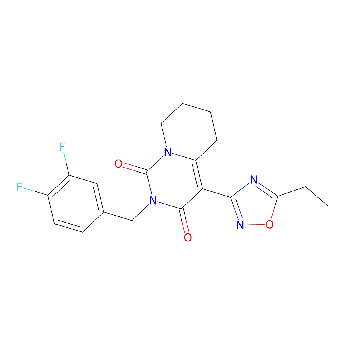 2-(3,4-difluorobenzyl)-4-(5-ethyl-1,2,4-oxadiazol-3-yl)-5,6,7,8-tetrahydro-1H-pyrido[1,2-c]pyrimidine-1,3(2H)-dione molecular structure, CAS 1775407-11-8