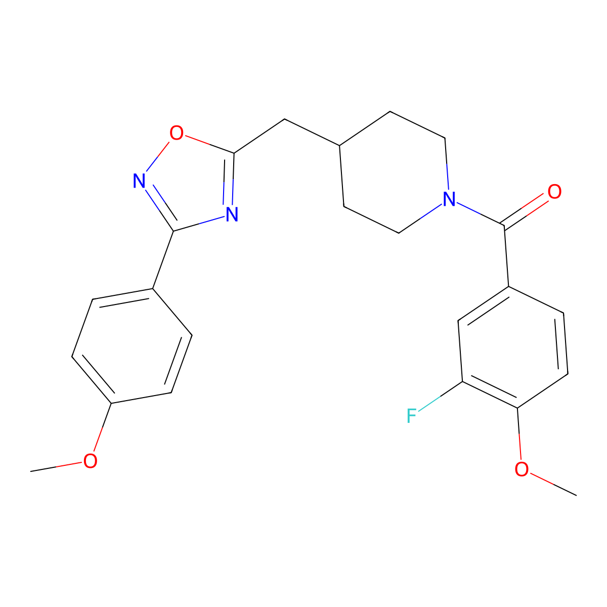 1-(3-Fluoro-4-methoxybenzoyl)-4-{[3-(4-methoxyphenyl)-1,2,4-oxadiazol-5-yl]methyl}piperidine molecular structure, CAS 1775407-59-4