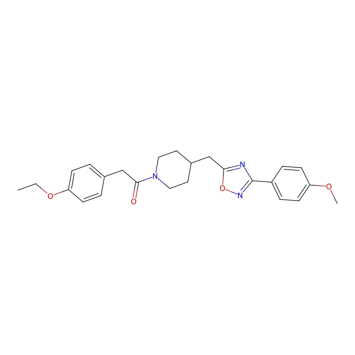 1-[(4-Ethoxyphenyl)acetyl]-4-{[3-(4-methoxyphenyl)-1,2,4-oxadiazol-5-yl]methyl}piperidine molecular structure, CAS 1775407-73-2
