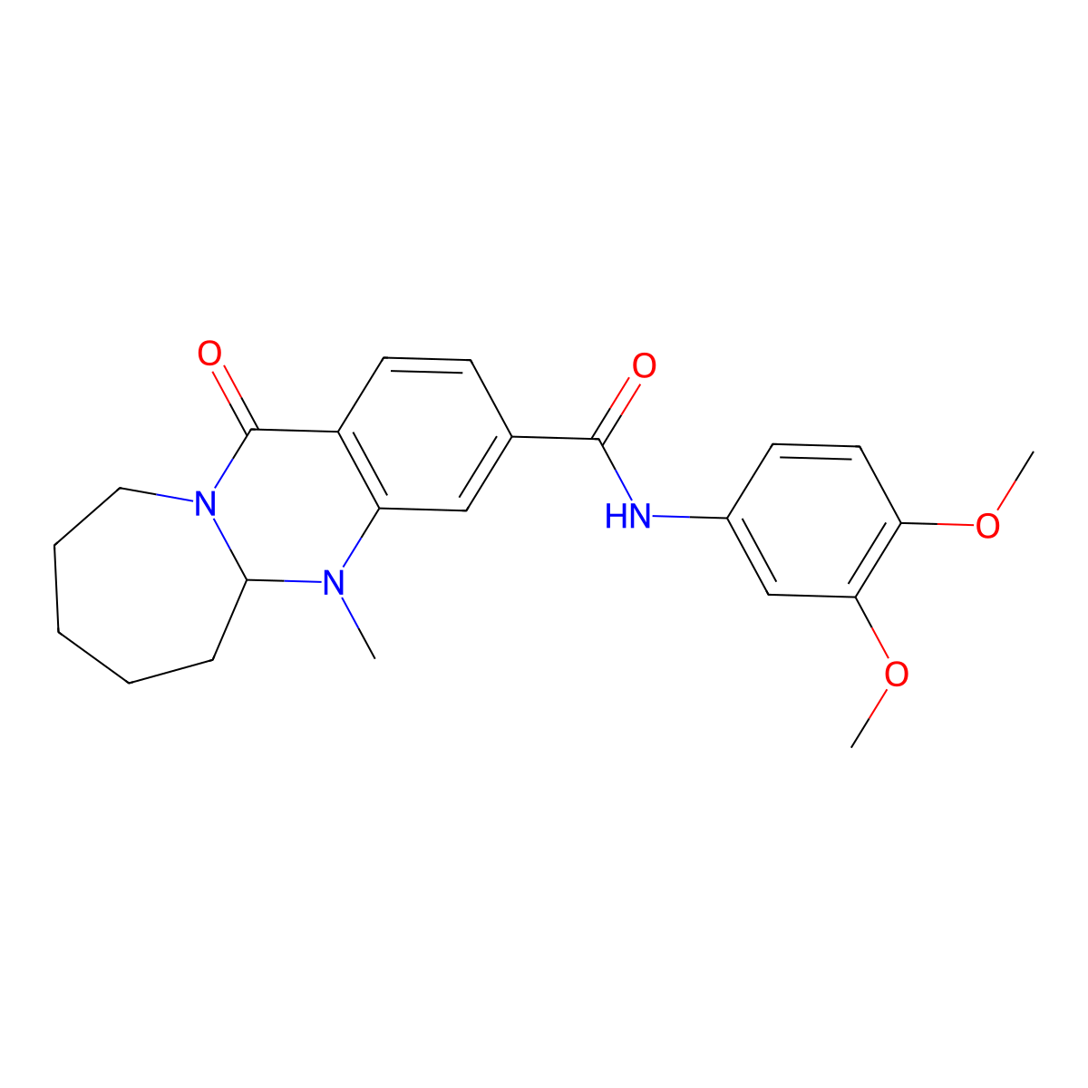 N-(3,4-dimethoxyphenyl)-5-methyl-12-oxo-5,5a,6,7,8,9,10,12-octahydroazepino[2,1-b]quinazoline-3-carboxamide molecular structure, CAS 1775408-74-6