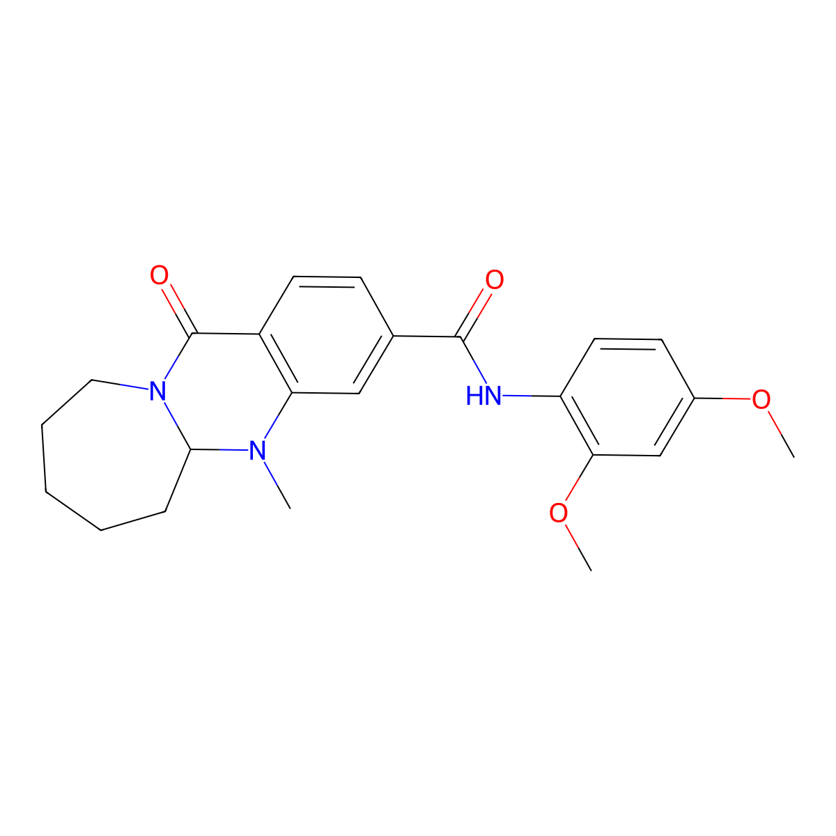 N-(2,4-dimethoxyphenyl)-5-methyl-12-oxo-5,5a,6,7,8,9,10,12-octahydroazepino[2,1-b]quinazoline-3-carboxamide molecular structure, CAS 1775408-78-0