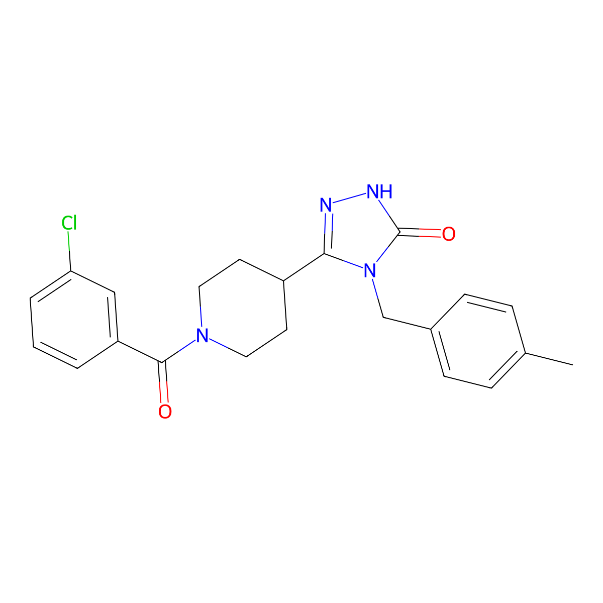 5-[1-(3-chlorobenzoyl)piperidin-4-yl]-4-(4-methylbenzyl)-2,4-dihydro-3H-1,2,4-triazol-3-one molecular structure, CAS 1775410-14-4