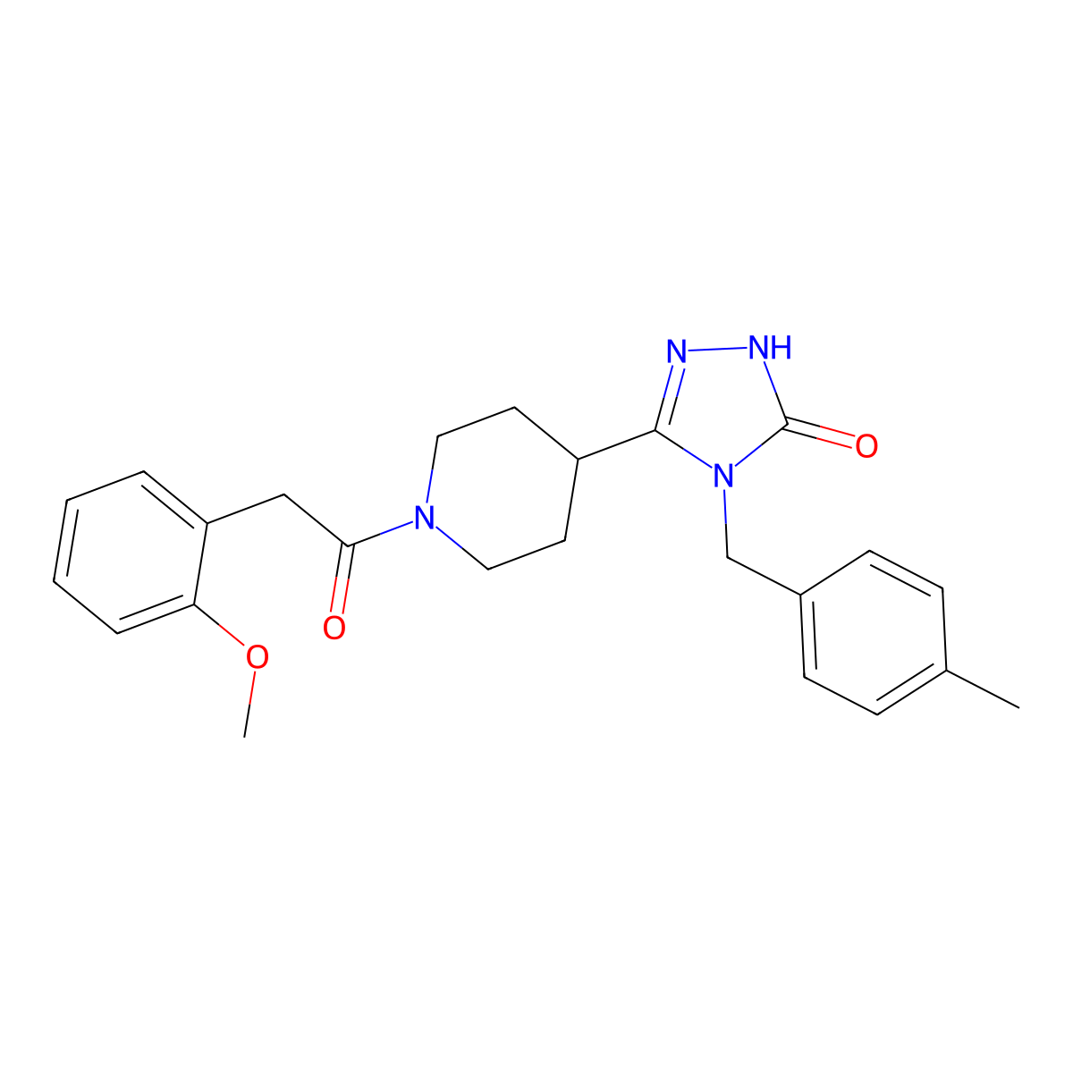 5-{1-[(2-methoxyphenyl)acetyl]piperidin-4-yl}-4-(4-methylbenzyl)-2,4-dihydro-3H-1,2,4-triazol-3-one molecular structure, CAS 1775410-18-8