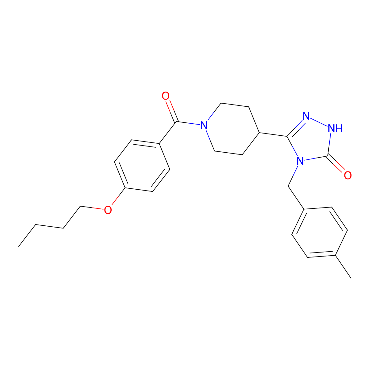 5-[1-(4-butoxybenzoyl)piperidin-4-yl]-4-(4-methylbenzyl)-2,4-dihydro-3H-1,2,4-triazol-3-one molecular structure, CAS 1775410-20-2