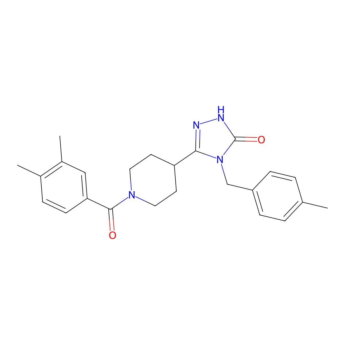 5-[1-(3,4-dimethylbenzoyl)piperidin-4-yl]-4-(4-methylbenzyl)-2,4-dihydro-3H-1,2,4-triazol-3-one molecular structure, CAS 1775410-23-5