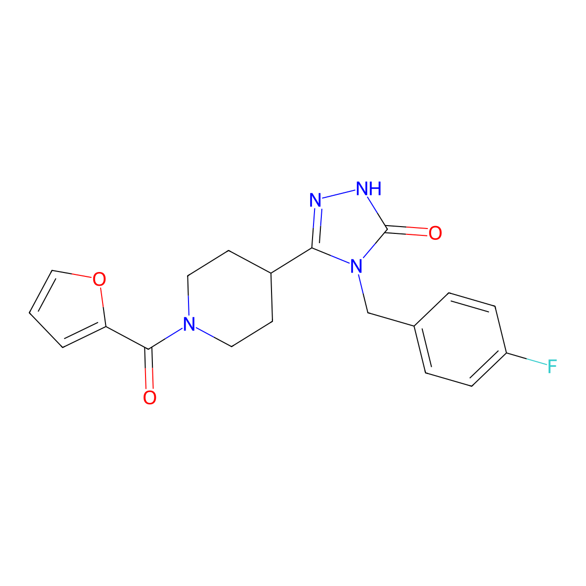 4-(4-fluorobenzyl)-5-[1-(2-furoyl)piperidin-4-yl]-2,4-dihydro-3H-1,2,4-triazol-3-one molecular structure, CAS 1775410-55-3