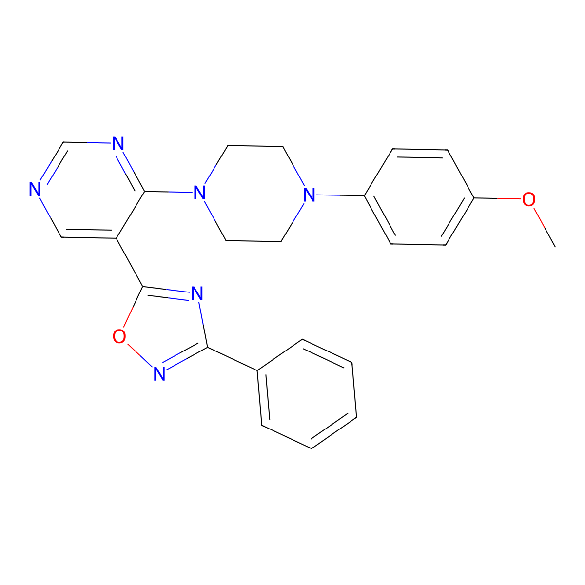 4-[4-(4-Methoxyphenyl)piperazin-1-yl]-5-(3-phenyl-1,2,4-oxadiazol-5-yl)pyrimidine molecular structure, CAS 1775410-57-5
