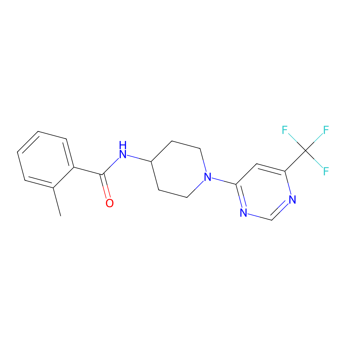 2-methyl-N-{1-[6-(trifluoromethyl)pyrimidin-4-yl]piperidin-4-yl}benzamide molecular structure, CAS 1775410-90-6