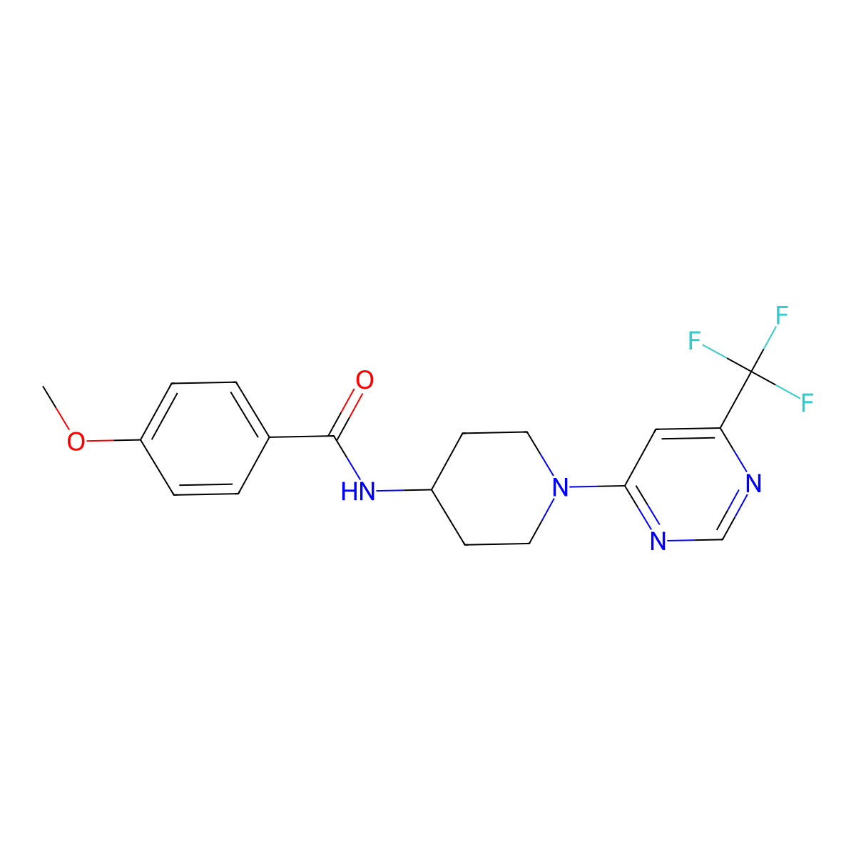 4-methoxy-N-{1-[6-(trifluoromethyl)pyrimidin-4-yl]piperidin-4-yl}benzamide molecular structure, CAS 1775411-05-6