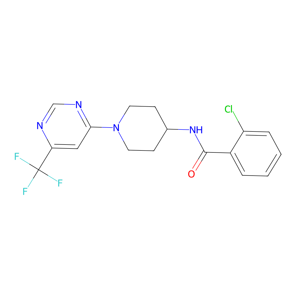 2-chloro-N-{1-[6-(trifluoromethyl)pyrimidin-4-yl]piperidin-4-yl}benzamide molecular structure, CAS 1775411-08-9