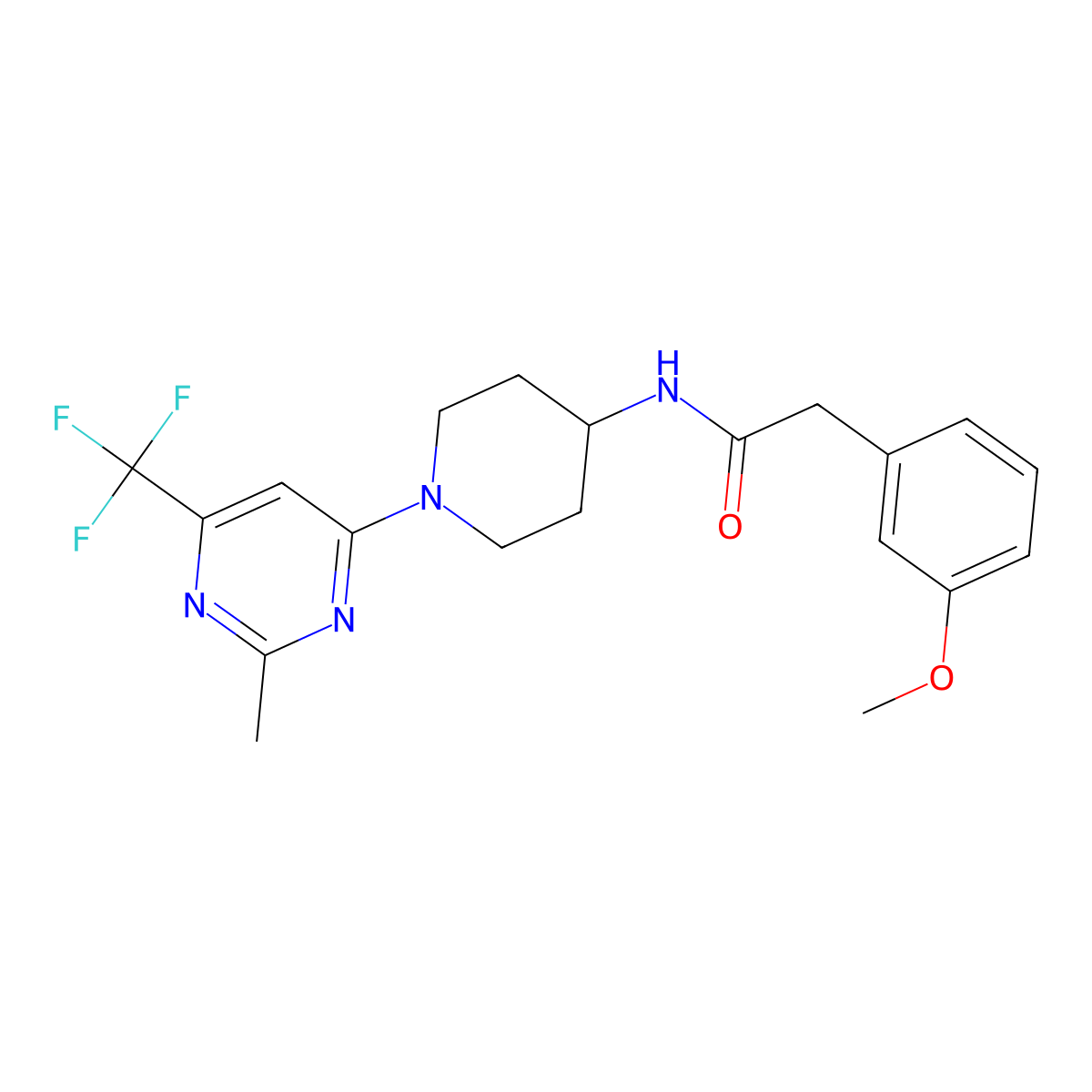 2-(3-methoxyphenyl)-N-{1-[2-methyl-6-(trifluoromethyl)pyrimidin-4-yl]piperidin-4-yl}acetamide molecular structure, CAS 1775411-10-3