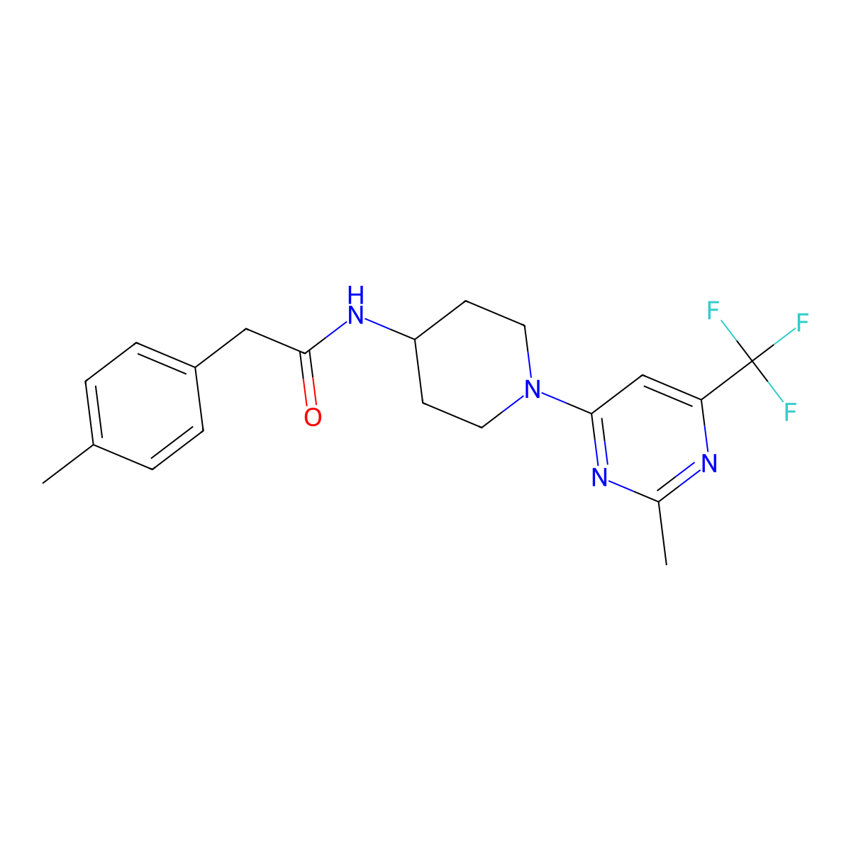 2-(4-methylphenyl)-N-{1-[2-methyl-6-(trifluoromethyl)pyrimidin-4-yl]piperidin-4-yl}acetamide molecular structure, CAS 1775411-15-8