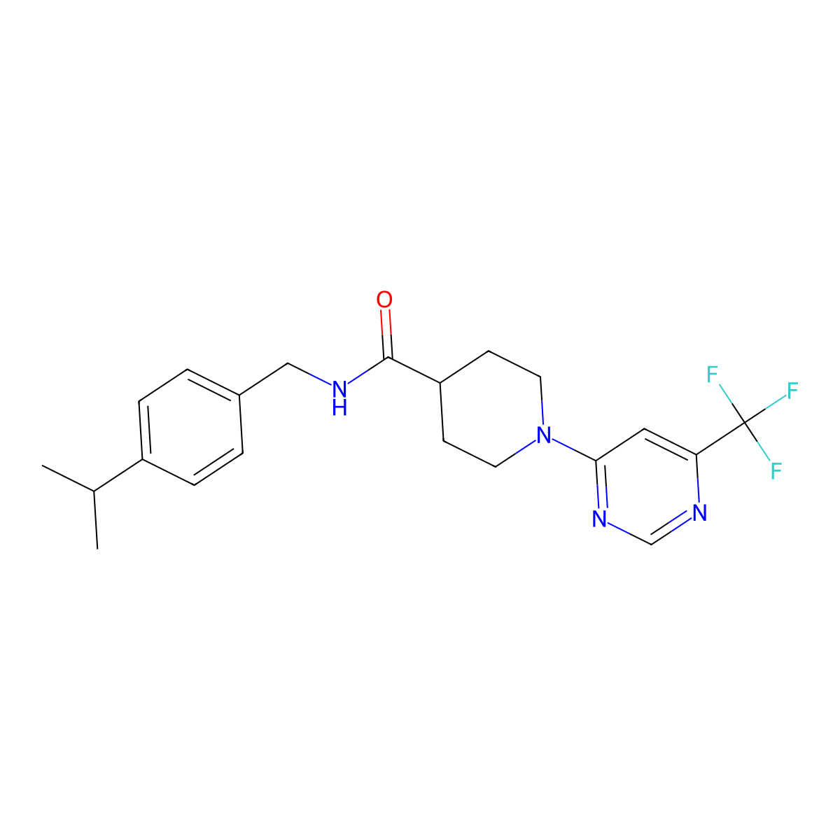 N-(4-isopropylbenzyl)-1-[6-(trifluoromethyl)pyrimidin-4-yl]piperidine-4-carboxamide molecular structure, CAS 1775411-34-1