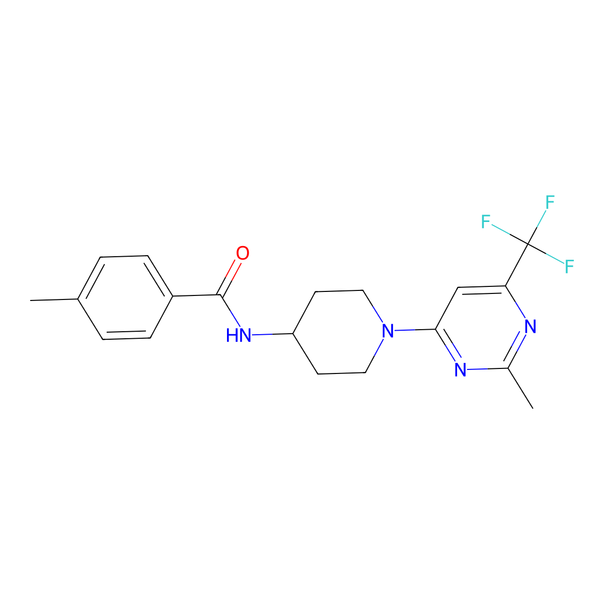 4-methyl-N-{1-[2-methyl-6-(trifluoromethyl)pyrimidin-4-yl]piperidin-4-yl}benzamide molecular structure, CAS 1775411-44-3