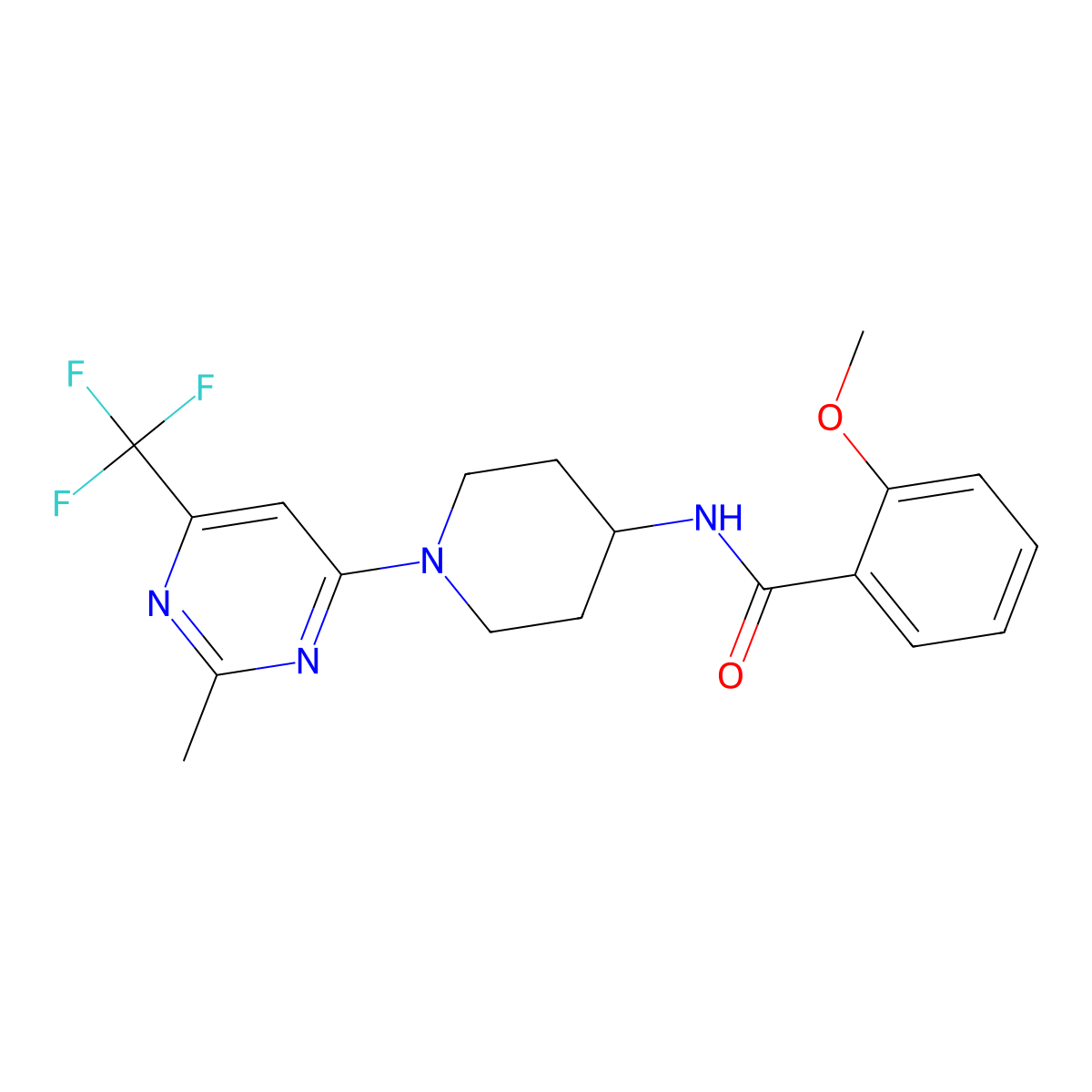 2-methoxy-N-{1-[2-methyl-6-(trifluoromethyl)pyrimidin-4-yl]piperidin-4-yl}benzamide molecular structure, CAS 1775411-45-4
