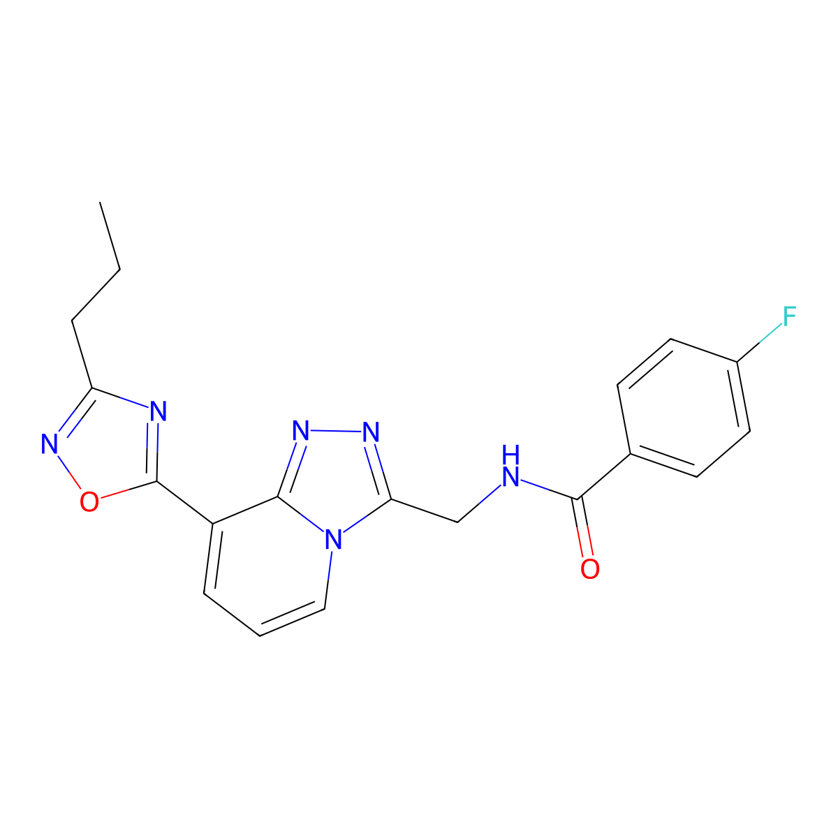 4-Fluoro-N-{[8-(3-propyl-1,2,4-oxadiazol-5-YL)-[1,2,4]triazolo[4,3-A]pyridin-3-YL]methyl}benzamide molecular structure, CAS 1775411-47-6