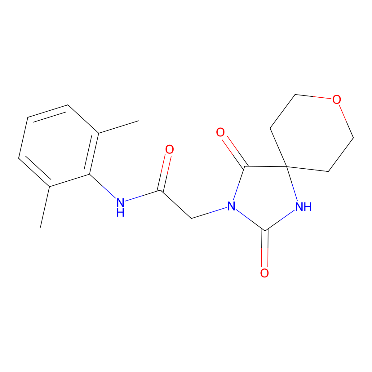 N-(2,6-dimethylphenyl)-2-(2,4-dioxo-8-oxa-1,3-diazaspiro[4.5]dec-3-yl)acetamide molecular structure, CAS 1775411-77-2