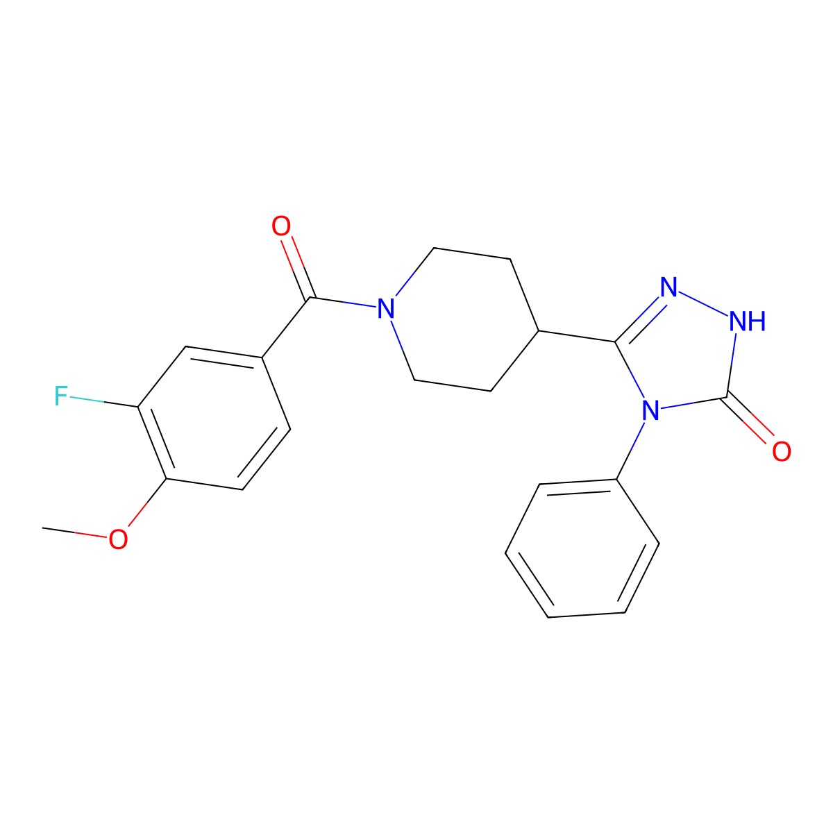 5-[1-(3-fluoro-4-methoxybenzoyl)piperidin-4-yl]-4-phenyl-2,4-dihydro-3H-1,2,4-triazol-3-one molecular structure, CAS 1775412-11-7