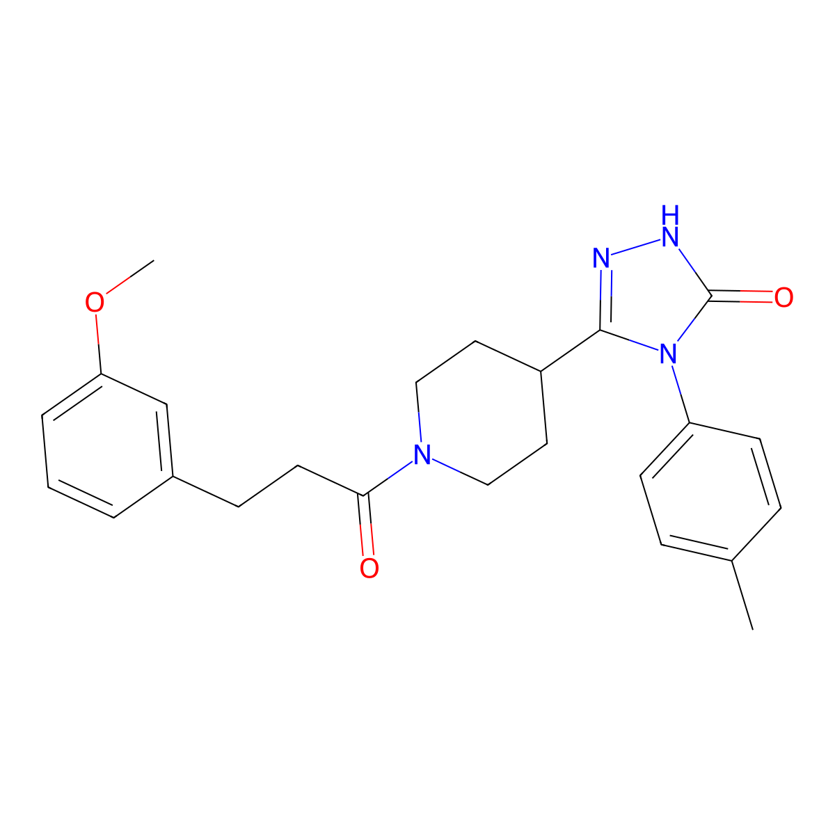 5-{1-[3-(3-methoxyphenyl)propanoyl]piperidin-4-yl}-4-(4-methylphenyl)-2,4-dihydro-3H-1,2,4-triazol-3-one molecular structure, CAS 1775412-24-2