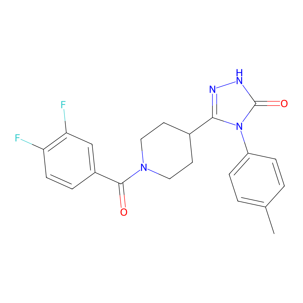 5-[1-(3,4-difluorobenzoyl)piperidin-4-yl]-4-(4-methylphenyl)-2,4-dihydro-3H-1,2,4-triazol-3-one molecular structure, CAS 1775412-31-1