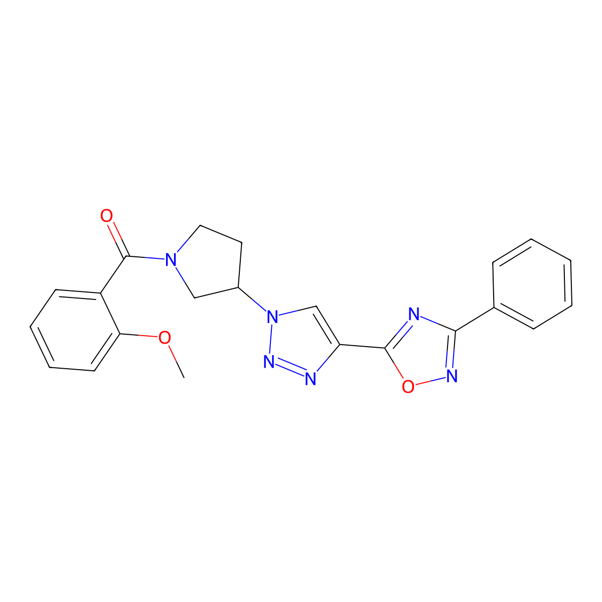 5-{1-[1-(2-methoxybenzoyl)pyrrolidin-3-yl]-1H-1,2,3-triazol-4-yl}-3-phenyl-1,2,4-oxadiazole molecular structure, CAS 1775413-50-7
