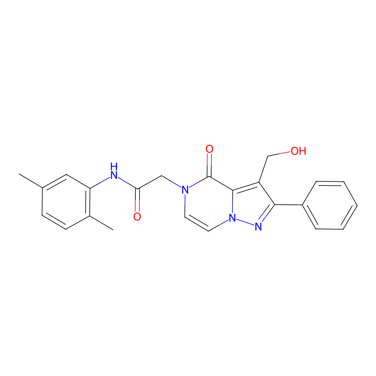N-(2,5-Dimethylphenyl)-2-[3-(hydroxymethyl)-4-oxo-2-phenyl-4H,5H-pyrazolo[1,5-A]pyrazin-5-YL]acetamide molecular structure, CAS 1775417-04-3