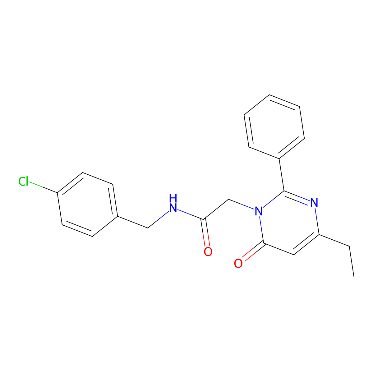 N-[(4-Chlorophenyl)methyl]-2-(4-ethyl-6-oxo-2-phenyl-1,6-dihydropyrimidin-1-YL)acetamide molecular structure, CAS 1775418-89-7