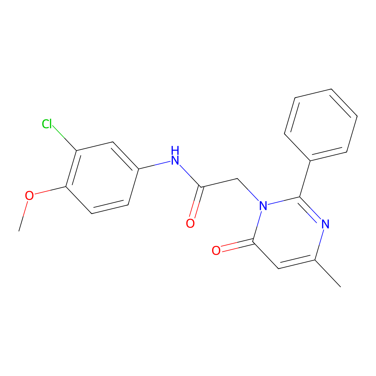 N-(3-Chloro-4-methoxyphenyl)-2-(4-methyl-6-oxo-2-phenylpyrimidin-1-YL)acetamide molecular structure, CAS 1775419-65-2