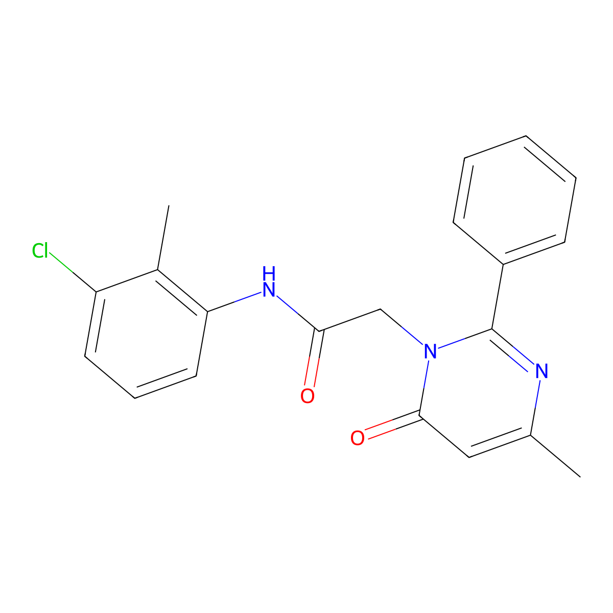 N-(3-Chloro-2-methylphenyl)-2-(4-methyl-6-oxo-2-phenyl-1,6-dihydropyrimidin-1-YL)acetamide molecular structure, CAS 1775419-74-3