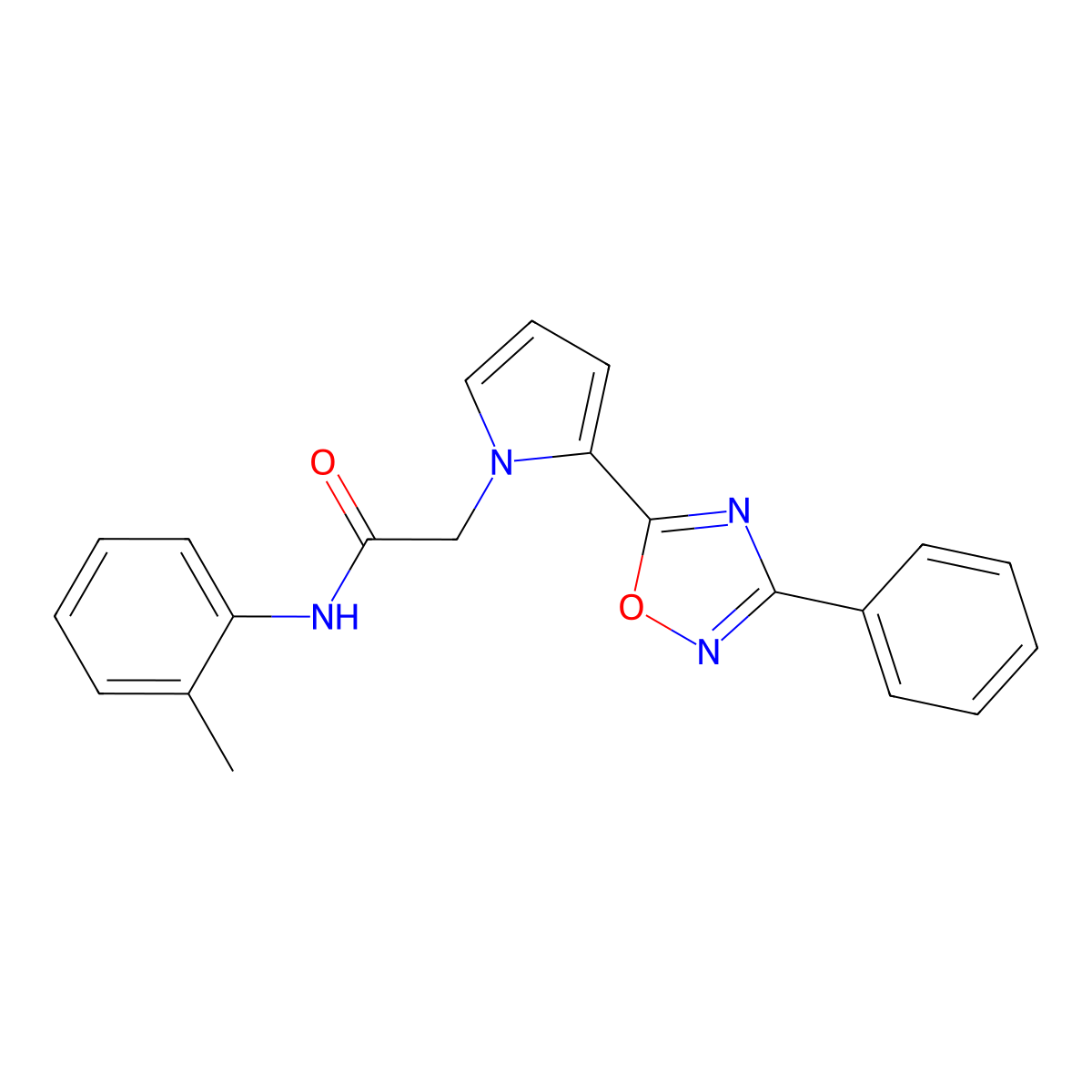N-(2-methylphenyl)-2-[2-(3-phenyl-1,2,4-oxadiazol-5-yl)-1H-pyrrol-1-yl]acetamide molecular structure, CAS 1775421-61-8