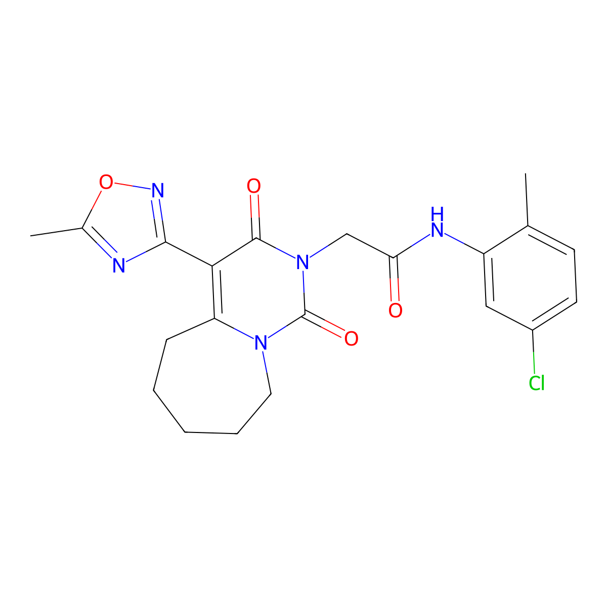N-(5-chloro-2-methylphenyl)-2-[4-(5-methyl-1,2,4-oxadiazol-3-yl)-1,3-dioxo-3,5,6,7,8,9-hexahydropyrimido[1,6-a]azepin-2(1H)-yl]acetamide molecular structure, CAS 1775421-73-2