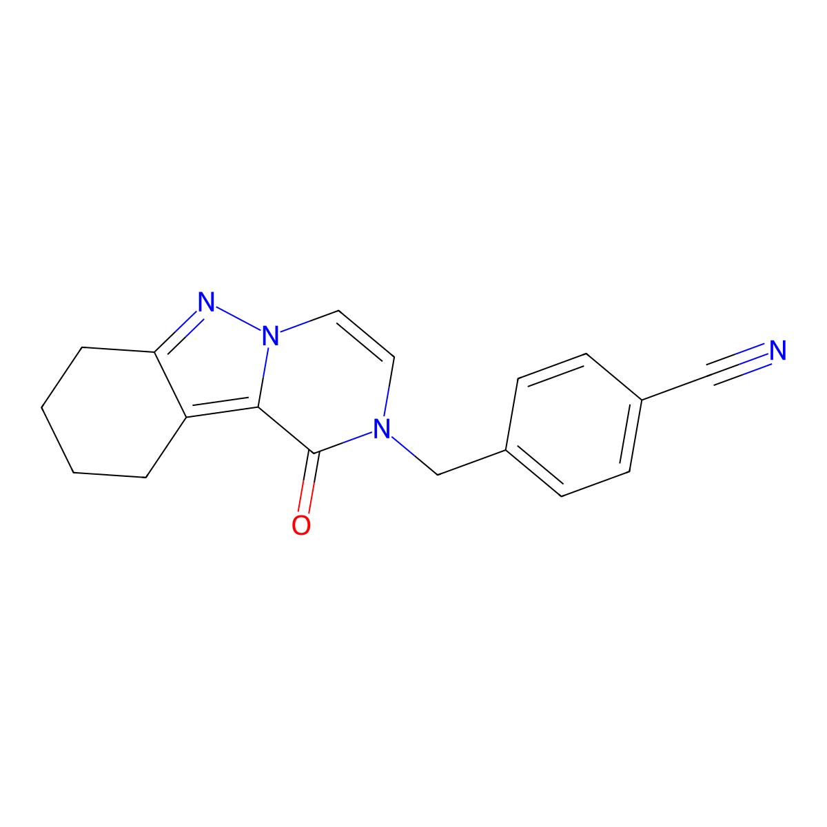 4-[(1-oxo-7,8,9,10-tetrahydropyrazino[1,2-b]indazol-2(1H)-yl)methyl]benzonitrile molecular structure, CAS 1775426-29-3