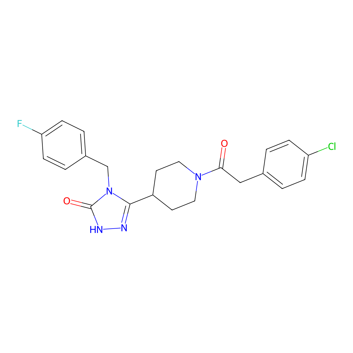 5-{1-[(4-chlorophenyl)acetyl]piperidin-4-yl}-4-(4-fluorobenzyl)-2,4-dihydro-3H-1,2,4-triazol-3-one molecular structure, CAS 1775426-69-1