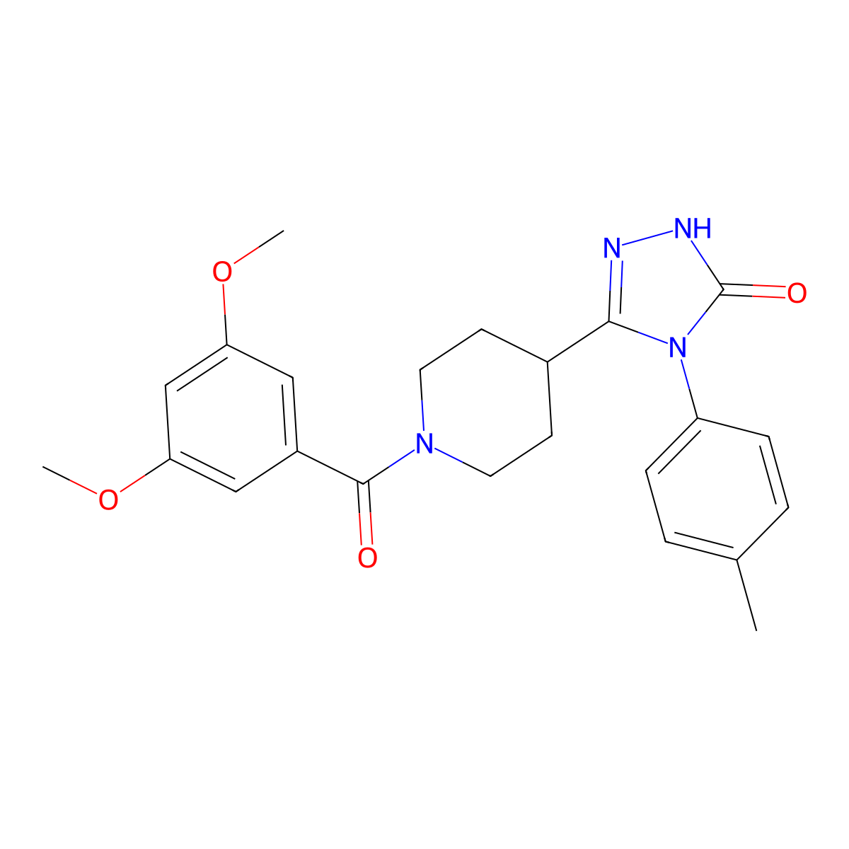5-[1-(3,5-dimethoxybenzoyl)piperidin-4-yl]-4-(4-methylphenyl)-2,4-dihydro-3H-1,2,4-triazol-3-one molecular structure, CAS 1775432-23-9