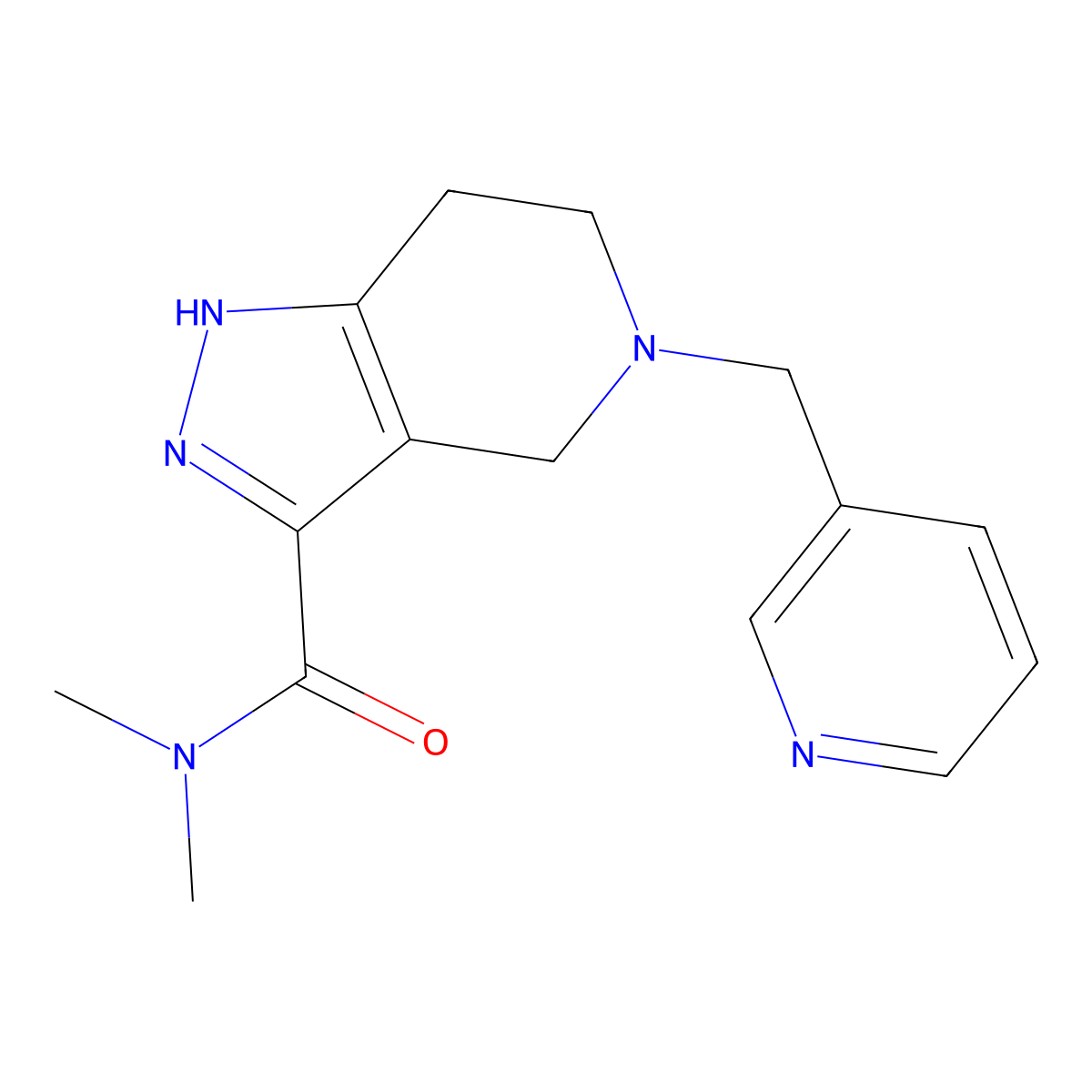 N,N-Dimethyl-5-(pyridin-3-ylmethyl)-4,5,6,7-tetrahydro-1H-pyrazolo[4,3-c]pyridine-3-carboxamide molecular structure, CAS 1775432-82-0